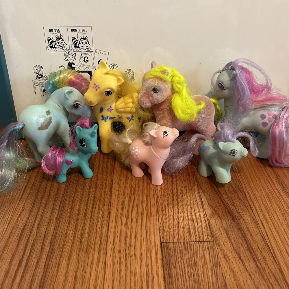 Lot Of 7 Vintage 1980's Hasbro My Little Pony G1 Figures Rare Ponies Babies